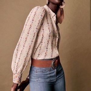 Sézane button down top. Beautiful floral detailing.